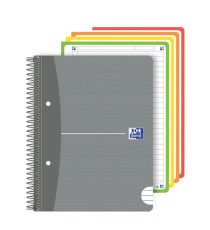 Maxiquaderno spiralato Office Essentials - A5+ - 1 rigo c/margine - 240 pagine - 80 gr - colori assortiti - Oxford