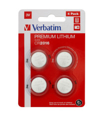 Micropile CR2016 - 3V - a pastiglia - litio - Verbatim - blister 4 pezzi