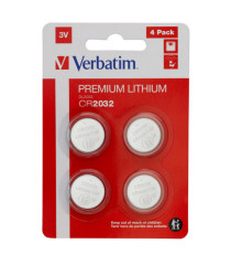 Micropile CR2032 - 3V - a pastiglia - litio - Verbatim - blister 4 pezzi