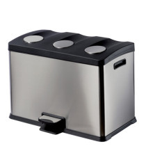 Pattumiera a pedale Multiflux - 59,3x38,2x43 cm - 3 secchi da 12 L ciascuno - inox - Medial