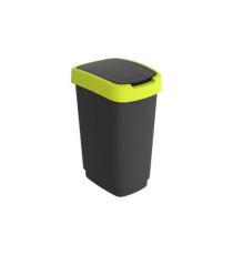 Pattumiera con coperchio basculante - 25 L - 33,3 x 25,2 x 47,6 cm - PPL - nero/verde lime - Rotho