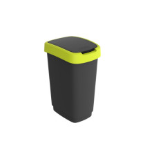 Pattumiera con coperchio basculante - 25 L - 33,3 x 25,2 x 47,6 cm - PPL - nero/verde lime - Rotho