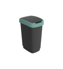 Pattumiera con coperchio basculante - 25 L - 33,3 x 25,2 x 47,6 cm - PPL - nero/verde scuro - Rotho