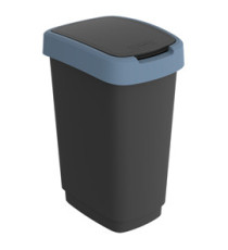 Pattumiera con coperchio basculante - 50 L - 40,1 x 29,1 x 60,2 cm - PPL - nero/blu - Rotho