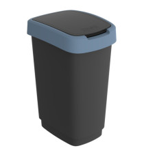 Pattumiera con coperchio basculante - 50 L - 40,1 x 29,1 x 60,2 cm - PPL - nero/blu - Rotho