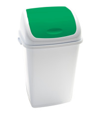 Pattumiera con coperchio basculante Rif - 44x33x68 cm - 50 L - bianco/verde - Medial