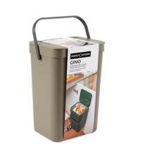 Pattumiera Gino - per rifiuti organici - 24 x 19 x 35,5 cm - 12 lt - marrone - Perfetto