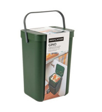 Pattumiera Gino - per rifiuti organici - 24 x 19 x 35,5 cm - 12 lt - verde bosco - Perfetto