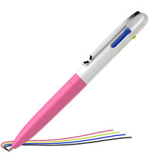 Penna a sfera Take 4 - punta media - 4 colori - fusto rosa fluo - Schneider