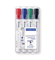 Pennarelli Lumocolor whiteboard 351 - tratto 2 mm - colori assortiti - Staedtler - conf. 4 pezzi