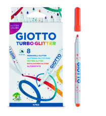 Pennarelli Turbo Glitter - punta 2,8mm - colori assortiti - Giotto - astuccio 8 pezzi