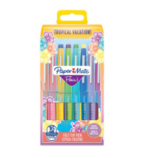 Pennarello Flair Nylon - punta feltro - 1,10mm - colori assortiti Tropical - Papermate - conf. 16 pezzi