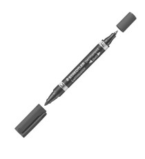 Pennarello Lumocolor Permanent Duo 348 punta feltro - punta 0,6mm e 1,5mm - nero - Staedtler