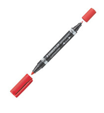 Pennarello Lumocolor Permanent Duo 348 punta feltro - punta 0,6mm e 1,5mm - rosso - Staedtler