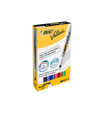 Pennarello Whiteboard Marker Velleda 1791 - punta a scalpello da 3,3 a 4,6mm - astuccio 4 colori - Bic