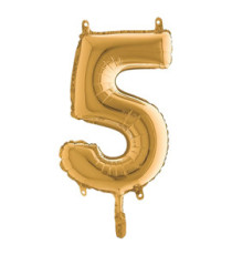 Palloncino - numero 5 - H 36 cm - mylar - oro - Big party