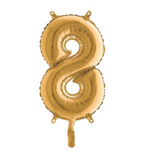Palloncino - numero 8 - H 36 cm - mylar - oro - Big party