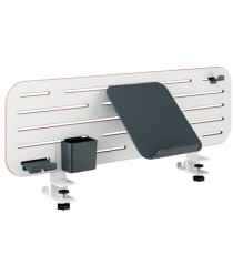 Pannello forato grande - per scrivanie compatte Sit-Stand - con supporto PC/Smartphone, portapenne e gancio - 80 x 25 x