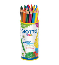 Pastelli colorati Mega - esagonale - diametro mina 5,5 mm - colori assortiti - Giotto - conf. 24 pezzi