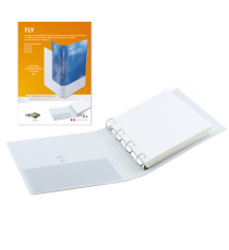 Raccoglitore personalizzabile Fly - 22 x 30 cm - 4 anelli a D 17 mm - dorso 5,5 cm - bianco - Sei Rota