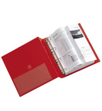 Raccoglitore Stelvio - 22 x 30 cm - 4 anelli tondi 40 mm - dorso 5,5 cm - rosso - Sei Rota