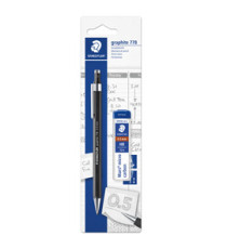 Portamine Grafite 778 - mina 0,5 mm - con astuccio 12 mine - fusto nero opaco - Staedtler