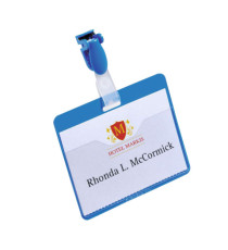 Portanome a tasca aperta - clip in plastica - 6 x 9 cm - blu - Durable - conf. 25 pezzi