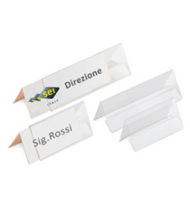 Portanome da tavolo Prisma - 15 x 5 cm - PVC trasparente - Sei Rota - conf. 10 pezzi