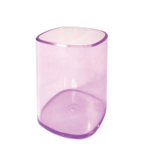 Portapenne a bicchiere - 6,5 x 6,5 x 9,5 cm - trasparente viola - Arda