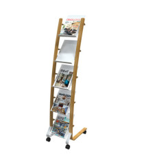 Portariviste da terra - 5 tasche - 34 x 50 x 165 cm - legno/ABS - bianco - Alba