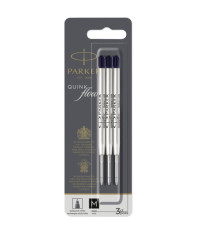 Refill sfera QuinkFlow - punta media - metallo - nero - Parker - blister 3 pezzi