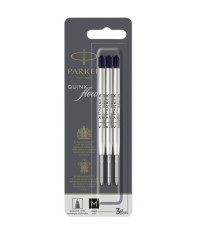 Refill sfera QuinkFlow - punta media - metallo - nero - Parker - blister 3 pezzi
