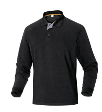 Polo a maniche lunghe Turino - 100% cotone - taglia XL - nero - Deltaplus