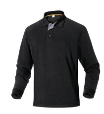 Polo a maniche lunghe Turino - 100% cotone - taglia XL - nero - Deltaplus