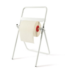 Porta bobina industriale - da terra - 40 x 44 x 80 cm - metallo verniciato - bianco - PerfettoFactory