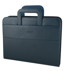 Portablocco - similpelle - c/anelli - blu - 28,5x36 cm - City Time