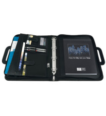Portablocco - similpelle - c/anelli - nero - 28,5x36 cm - City Time