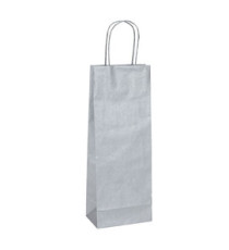 Portabottiglie BARBERA - maniglie cordino - 14 x 9 x 38 cm - carta biokraft - argento - Mainetti Bags - conf. 20 pezzi