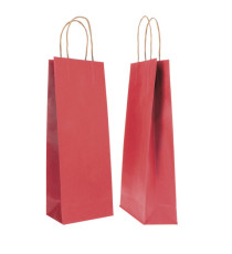Portabottiglie BARBERA - maniglie cordino - 14 x 9 x 38 cm - carta biokraft - bordeaux - Mainetti Bags - conf. 20 pezzi