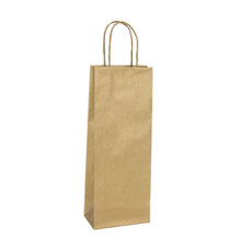 Portabottiglie BARBERA - maniglie cordino - 14 x 9 x 38 cm - carta biokraft - oro - Mainetti Bags - conf. 20 pezzi