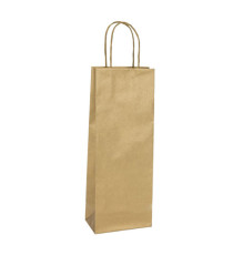 Portabottiglie BARBERA - maniglie cordino - 14 x 9 x 38 cm - carta biokraft - oro - Mainetti Bags - conf. 20 pezzi