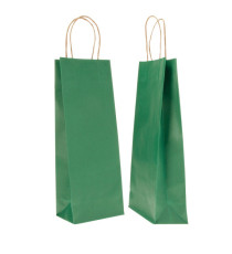 Portabottiglie BARBERA - maniglie cordino - 14 x 9 x 38 cm - carta biokraft - verde - Mainetti Bags - conf. 20 pezzi