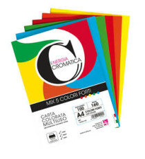 Risma carta Cromatica - A4 - 160 gr - colori assortiti forti - 100 fogli - CWR