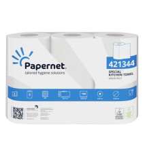 Rotolo asciugatutto professionale - 2 veli - 23 cm x 38,71 m - 158 strappi - bianco - Papernet - pacco 3 rotoli