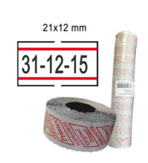 Rotolo da 1000 etichette per Printex Smart - 21x12 mm - adesivo removibile - bianco con righe rosse - Printex - Pack 10