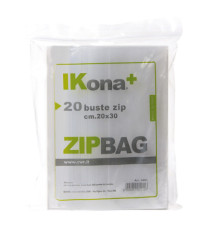 Sacchetti Zip - 20 x 30 cm - PE - trasparente - Ikona+ - conf. 20 pezzi