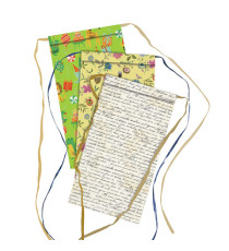 Sacchetto regalo - fantasie assortite - c/nastro rafia - 26 x 40 + 5 cm - carta - Rex Sadoch - conf. 3pz