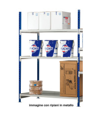 Scaffale Rang'Eco 300 - modulo aggiunta - 3 ripiani - portata ripiano 300 kg - 100 x 60 x 200 cm - acciaio - grigio/blu