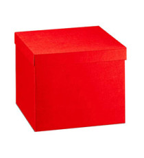 Scatola con coperchio - 30x30x24 cm - seta rosso - Scotton