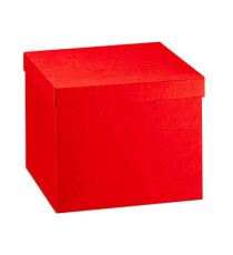 Scatola con coperchio - 30x30x24 cm - seta rosso - Scotton